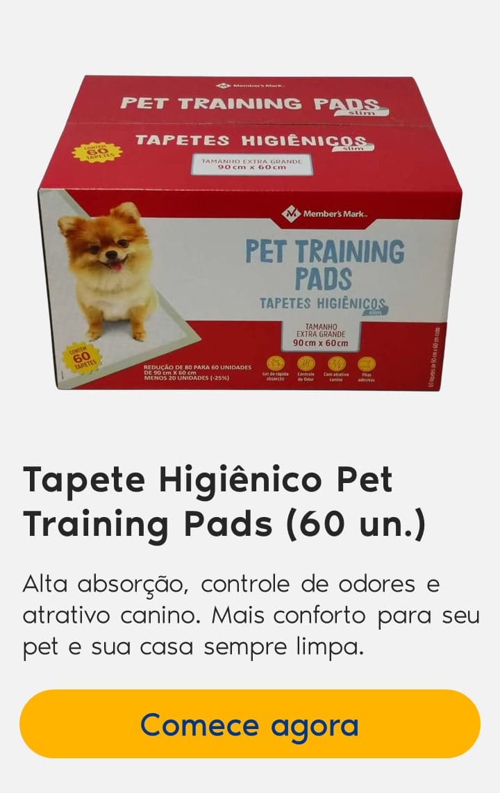 Tapete Higiênico Pet Training Pads (60 un.): Alta absorção, controle de odores e atrativo canino. Mais conforto para seu pet e sua casa sempre limpa.